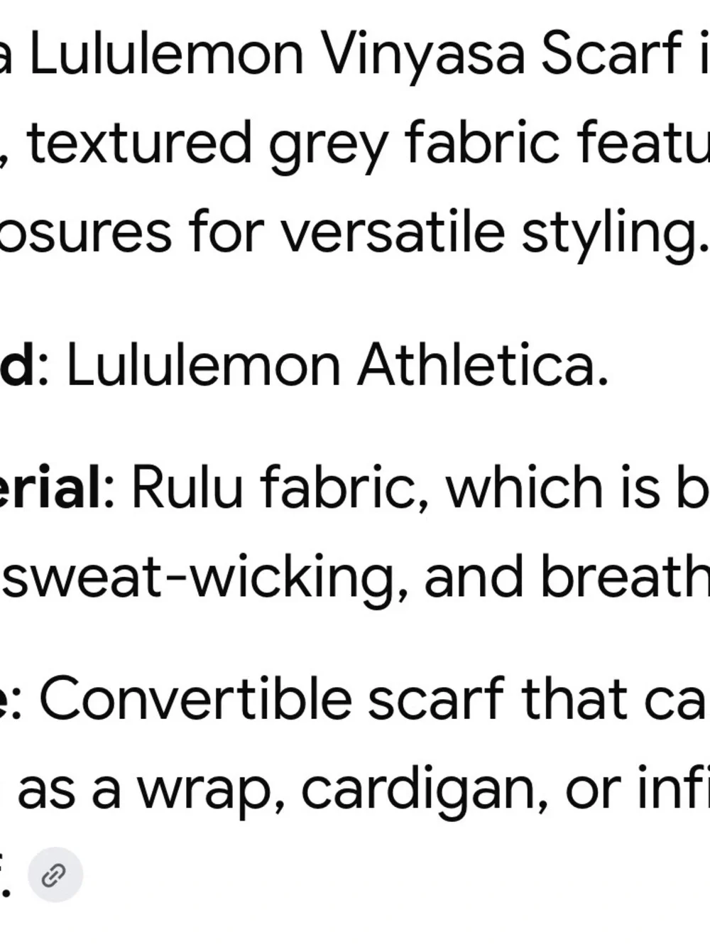 LuLuLemon Vinyasa scarf